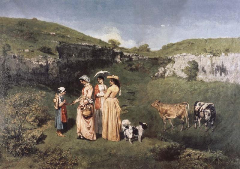 Gustave Courbet young women from the Village oil painting image